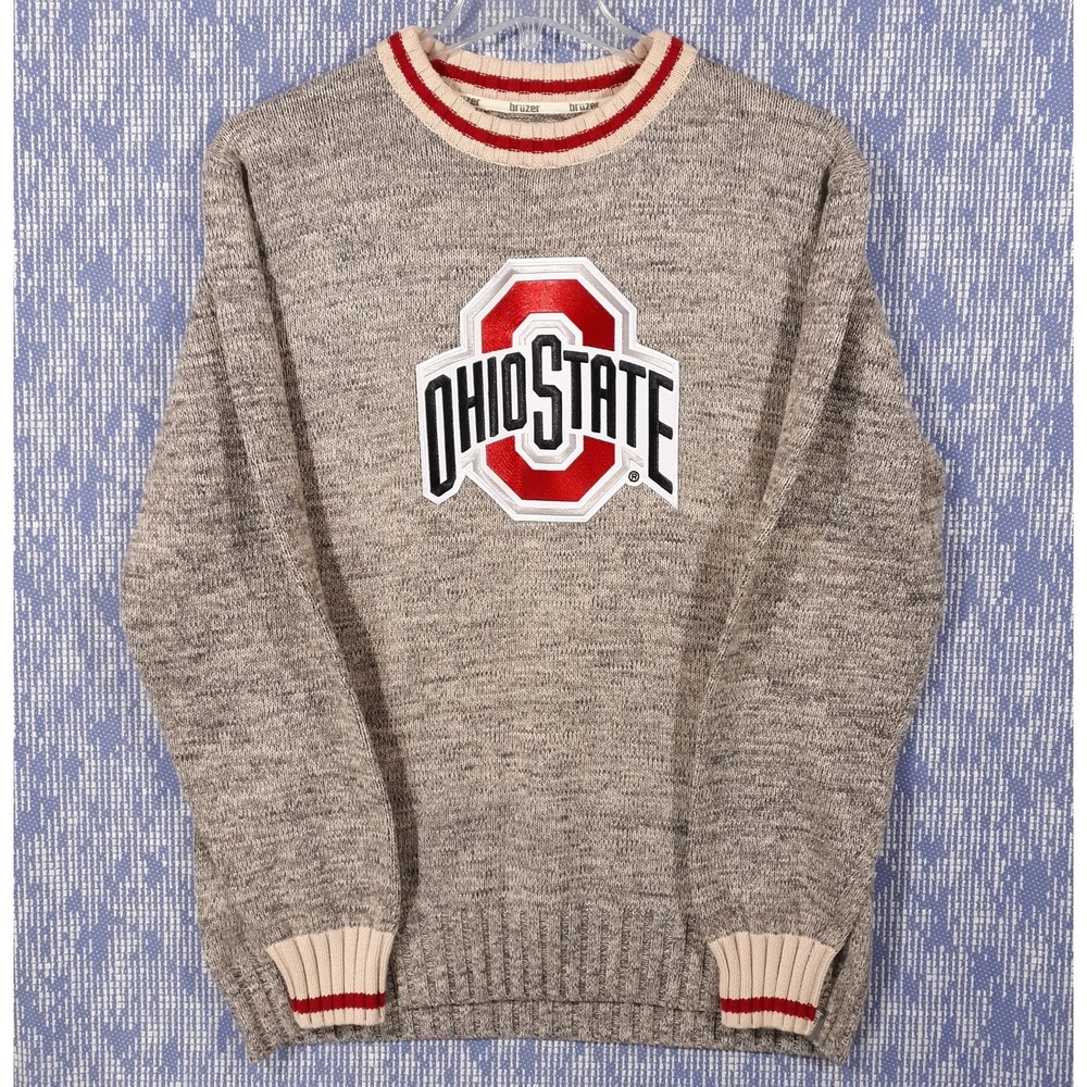 Bruzer Ohio State Buckeyes Sweater Mens 2XL Beige Knit Cotton Made In Canada